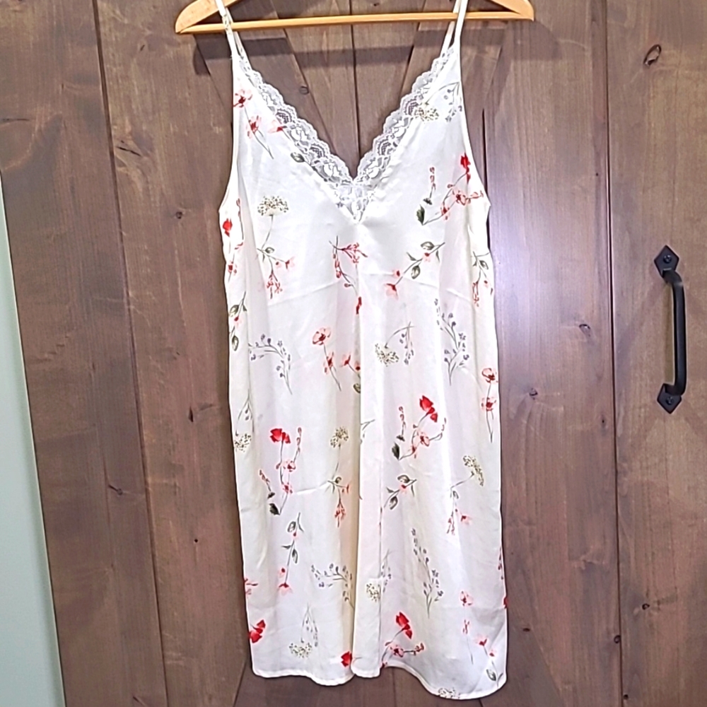 Floral Print Bridal Chemise Ivory Floral XS